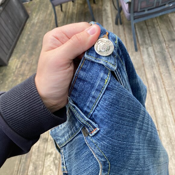 Vintage Ed Hardy Embroidered Jeans By Christian Audigier Vintage Tattoo Wear 34 - Picture 9 of 11